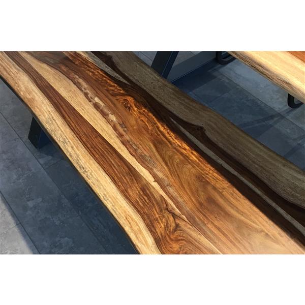 Corcoran Sheesham Live Edge Bench with Black X-legs - 67"
