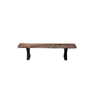 Banc en bois de Sheesham gris avec piètement en X, 67 po