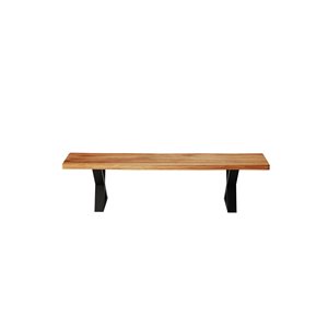 Banc en bois d'Acacia avec piètement en X, 67 po