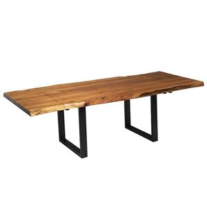 Corcoran Extendable Acacia Live Edge Table with Black U-les 64"(96")