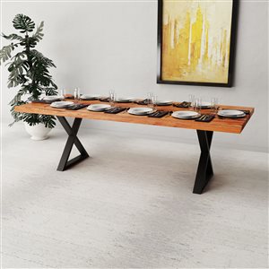 MobX Acacia Live Edge Dining Table with Black X-legs - 96-in