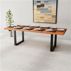 MobX Acacia Live Edge Dining Table with Black U-legs - 96-in