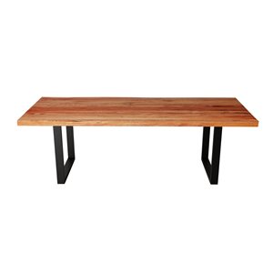 Table en bois d'Acacia avec piètement en U noir, 96 po