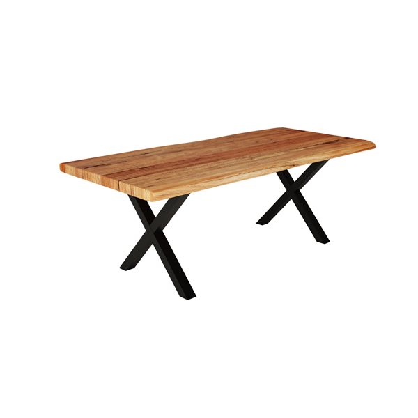 MobX Acacia Live Edge Dining Table with Black X-legs - 84-in