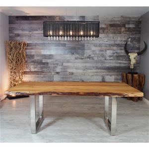 Corcoran Acacia Live Edge Dining Table with Stainless U-legs - 84"