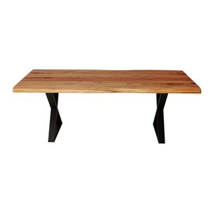 Table en bois d'Acacia MobX Zen piètement en X noir 84 po