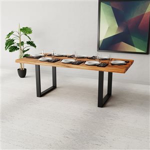 MobX 84-in Acacia Live Edge Dining Table with Black Steel U-legs