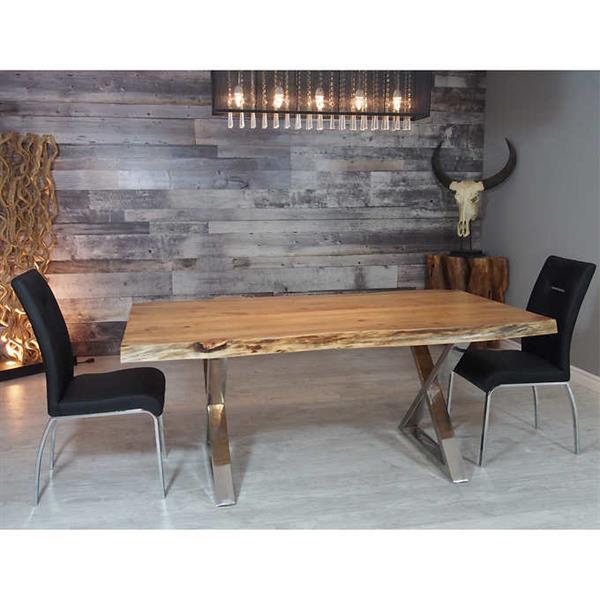 Corcoran Acacia Live Edge Dining Table with Stainless X-legs - 72"