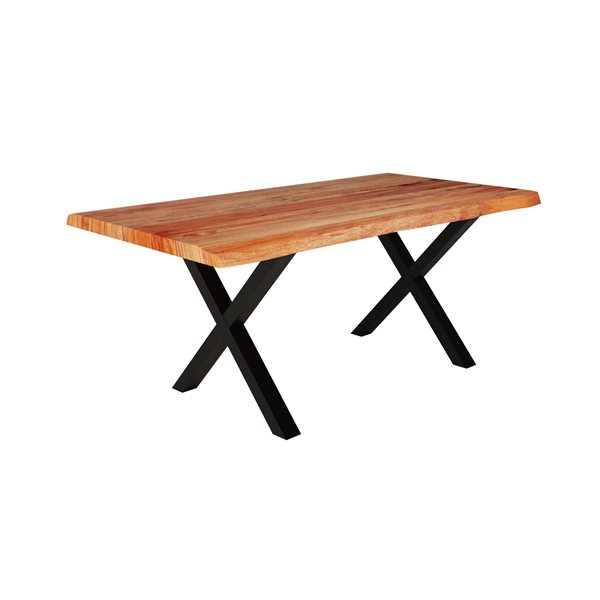 MobX Acacia Live Edge Dining Table with Black X-legs - 72-in