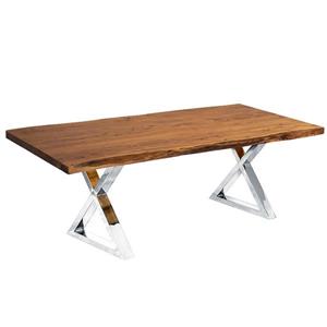 Corcoran Acacia Live Edge Dining Table with Stainless X-legs - 96"