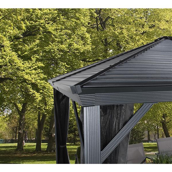 14-ft RONA Shelter Ventura Aluminum 10-ft | Screened Dark Galvanized-Steel-Roof 500-9165159 Grey x Sojag Rectangle Sun