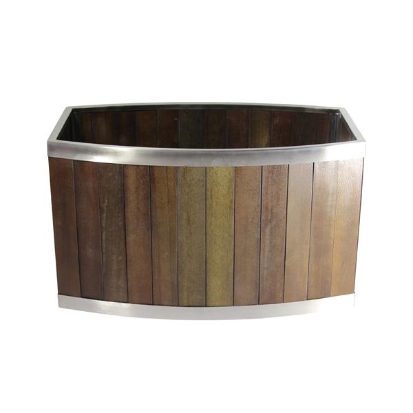 Leisure Season Oval Planter 24 In X 14 In Wood Dark Brown   330670643 MainImage 001 L 