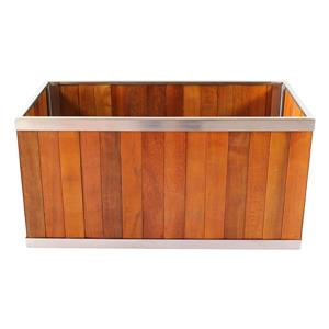 Leisure Season Rectangular Planter - 14-in x 14-in - Wood - Brown