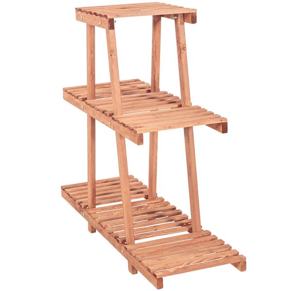 Leisure Season 3-Tier Plant Stand - 35-in x 32-in - Wood - Brown