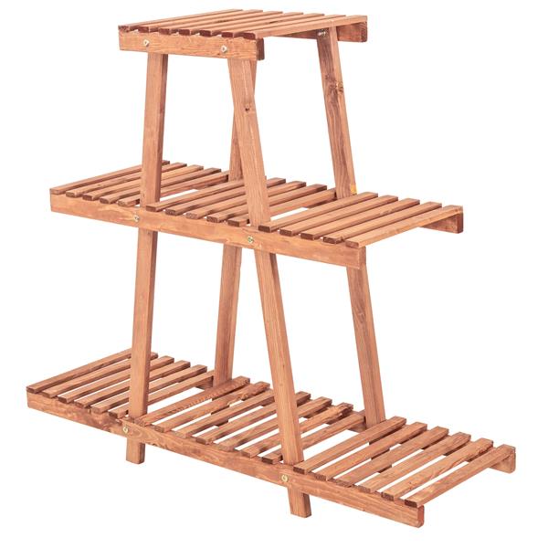 Leisure Season 3-Tier Plant Stand - 35-in x 32-in - Wood - Brown