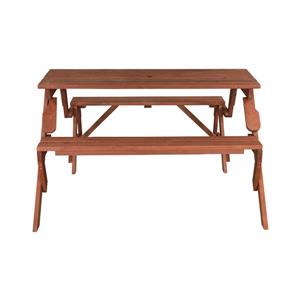 Leisure Season Convertible Picnic Table - Bench - 58-in x 30-in - Brown