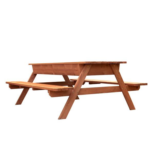 Leisure Season Picnic Table With Storage - 71-in x 29-in - Cedar - Brown