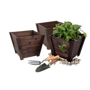 Leisure Season Tapered Planters - 16-in x 13-in - Cedar - Brown