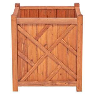 Leisure Season Lancaster Square Planter - 16-in x 18-in - Cedar - Brown