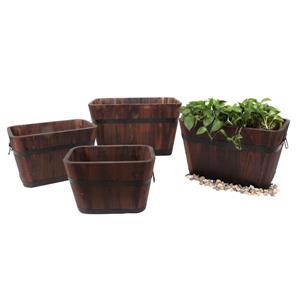 Leisure Season Rectangular Planters - 27-in x 16-in - Cedar - Brown - 4 pcs