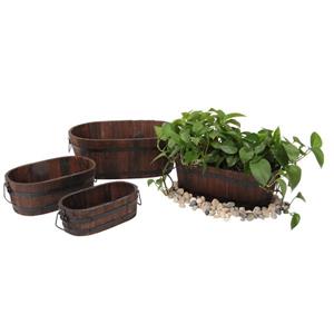 Leisure Season Oval Planters - 18-in x 7-in - Cedar - Brown - 4 pcs