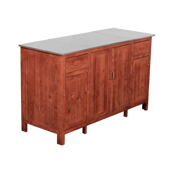 Meuble de service avec glacière, 60 po x 30 po, bois, brun