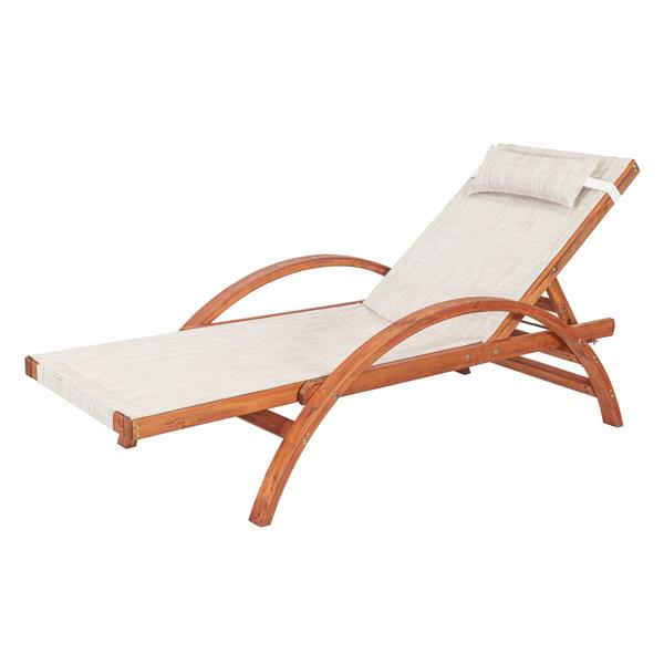 Leisure Season Reclining Sling Lounge Chair - 76-in x 25-in - Wood - Brown