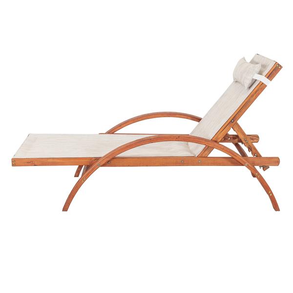 Leisure Season Reclining Sling Lounge Chair - 76-in x 25-in - Wood - Brown