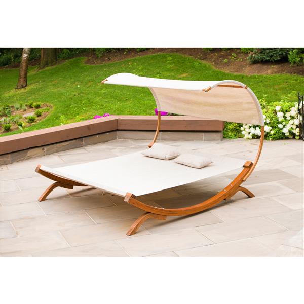 Leisure Season Sun Bed with Canopy - 78.74-in x 67-in - Olefin - Off-White