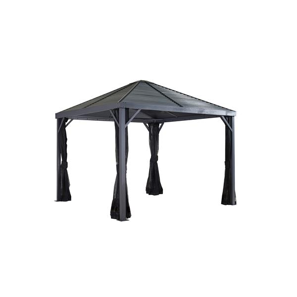 Sojag Sanibel 10-ft Square Galvanized-Steel-Roof Dark Grey Screened Aluminum Sun Shelter