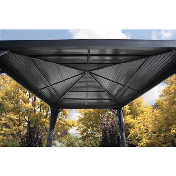 Sojag Sanibel 10-ft Square Galvanized-Steel-Roof Dark Grey Screened Aluminum Sun Shelter