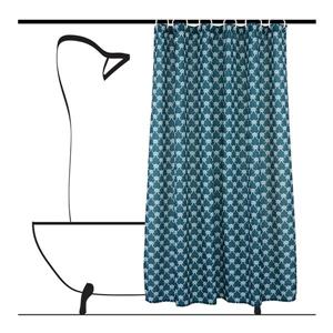Ensemble de rideau de douche géometrique, 14 mcx, bleu/gris