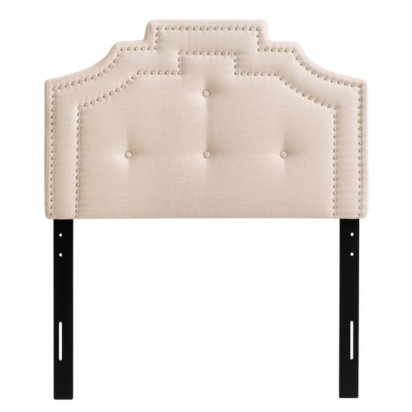 CorLiving Headboard with Button Tufting- Cream- Single