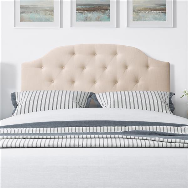 Corliving Tufted Fabric Arched Panel, Tufted Arched Queen Headboard