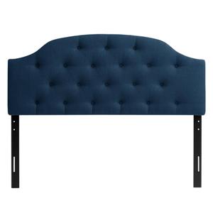 CorLiving Tufted Fabric Panel Headboard -Navy Blue- Queen
