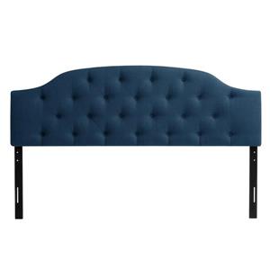 CorLiving Tufted Fabric Panel Headboard -Navy Blue- King