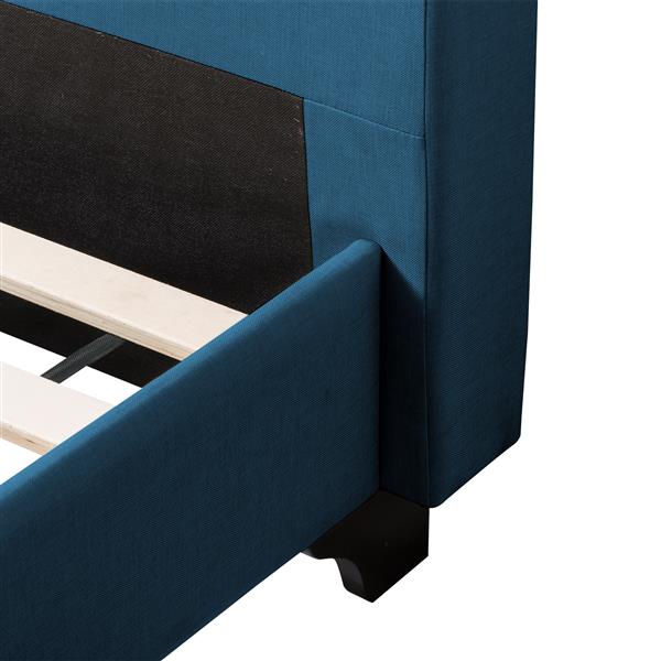 CorLiving Wide-Rectangle Panel Bed - Ocean Blue Fabric - Single