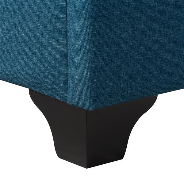 CorLiving Queen Size Wide-Rectangle Upholstered Panel Bed - Ocean Blue