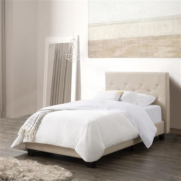 Corliving Diamond On Tufted Bed, Cream Twin Bed Frame