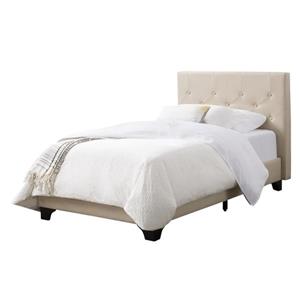 CorLiving Diamond Button-Tufted Bed -Cream Fabric - Twin/Single