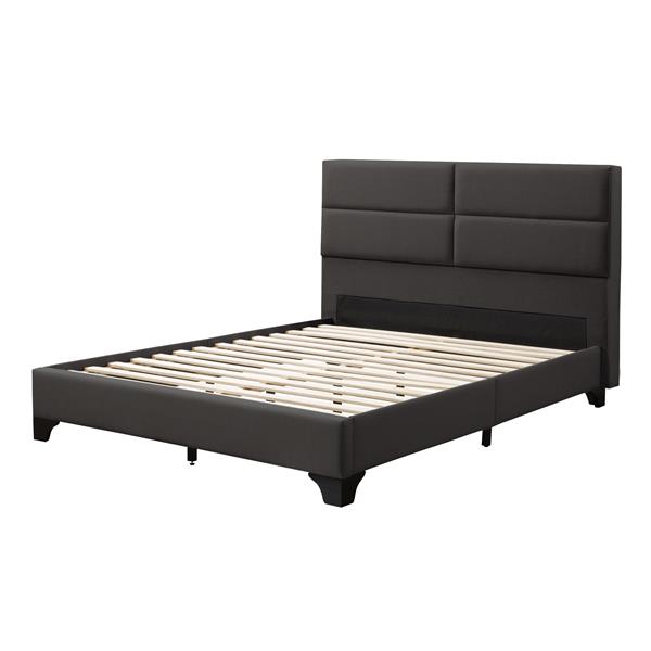 CorLiving Dark Grey Fabric Wide-Rectangle Panel Bed, Double