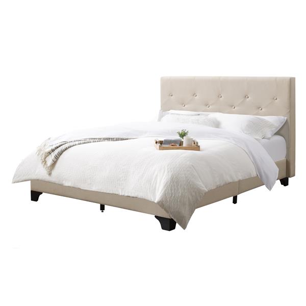 Corliving Diamond On Tufted Bed, Upholstered Double Bed Frame