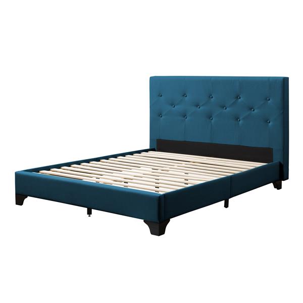 CorLiving ButtonTufted Bed - Ocean Blue Fabric - Double/Full