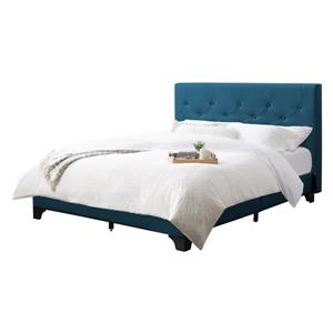 CorLiving ButtonTufted Bed - Ocean Blue Fabric - Double/Full