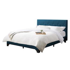 CorLiving ButtonTufted Bed - Ocean Blue Fabric - Queen