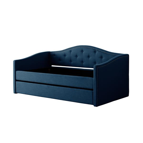 Image of Corliving | Day Bed With Trundle - Blue Navy - Twin/single | Rona