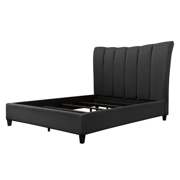 CorLiving Full Size Vertical Channel-Tufted Upholstered Bed - Dark Grey