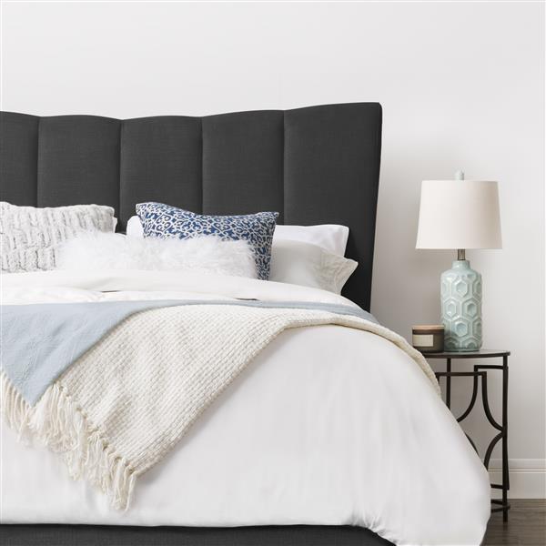 CorLiving Full Size Vertical Channel-Tufted Upholstered Bed - Dark Grey