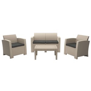 Ensemble de patio Adelaide de CorLiving beige et coussins gris foncé, 4 pièces