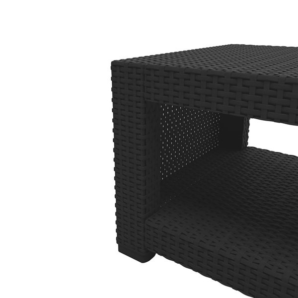 CorLiving 2pc All-Weather Black Loveseat Patio Set with Grey Cushions